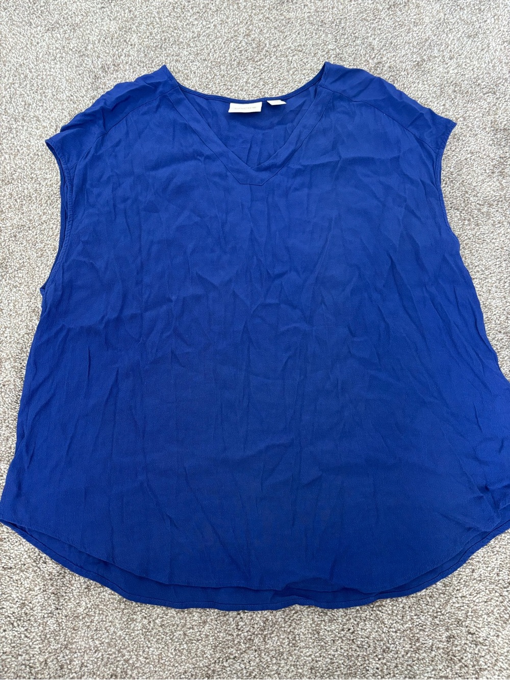 Chico's Royal Blue V-Neck Cap Sleeve Blouse